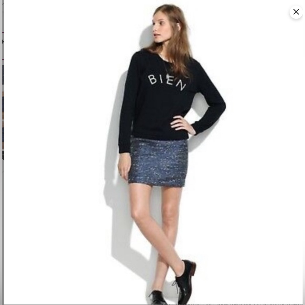 Madewell MINT CONDITION courtyard Mini Skirt Metallic Blue, Size 6, MSRP $98